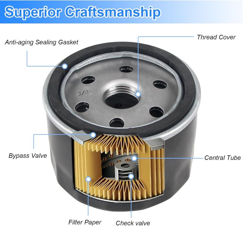 Grngven 492932S Oil Filter 696854 Oil Filter for Lawn Mower, 696854 492932 795890 695396 492932B 492056 842921 Filter Compatible with Kawasaki Kohler Lawn Mower 5076 492056 - Image 4